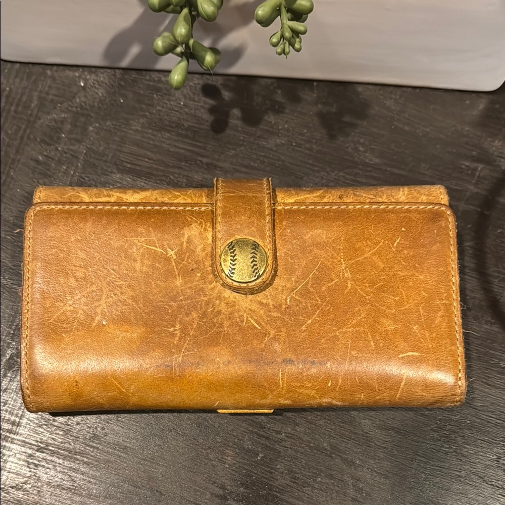Baseballism Glove Leather Wallet with Baseball Button Closure